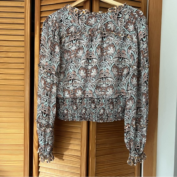 Anthropologie Womens Floral Print Ruffle Blouse. Size medium. - Picture 4 of 10